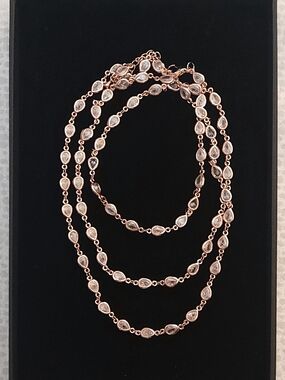 Rose Gold Crystal Teardrop Long Necklace